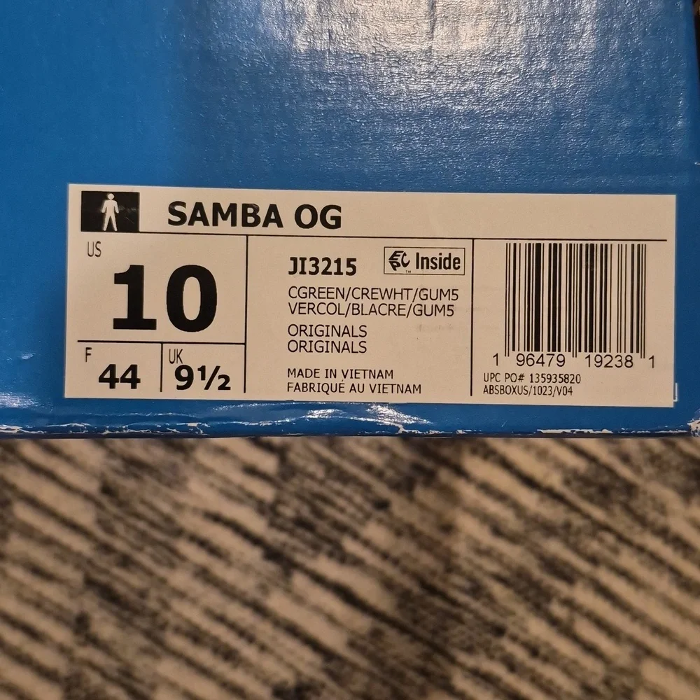 Adidas Samba OG Shoe Collegiate Green, Cream White, Men's Size 10 - Picture 11 of 11
